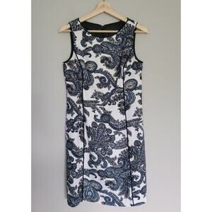 NWOT Talbots Sheath Dress Womens 8P Petite Sleeveless Paisley Print Blue